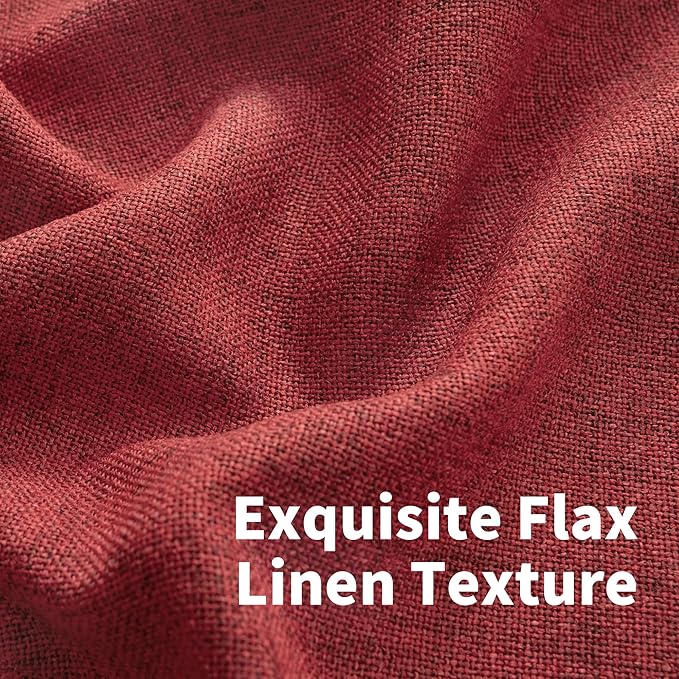 YoungsTex Red Short Linen Curtains 36 Inch Length - Image 4
