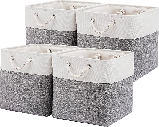 13 x 13 Inch Cube Storage Bins, 4 Pack Large Collapsible Fabric Storage Bin by Midmmvick