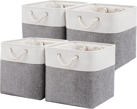 13 x 13 Inch Cube Storage Bins, 4 Pack Large Collapsible Fabric Storage Bin by Midmmvick