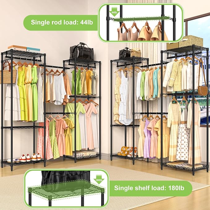 Heavy Duty Clothes Rack, Freestanding Garment Rack System Closet Organizer - Image 2