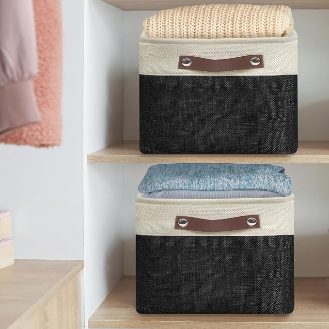 SIMPLE HOUSEWARE Large Fabric Storage Bin, 3 Pack - Image 9