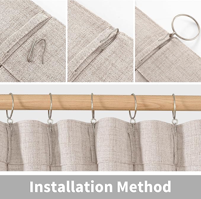 YoungsTex Natural Linen Curtains 95 Inches Long 2 Panels - Image 7