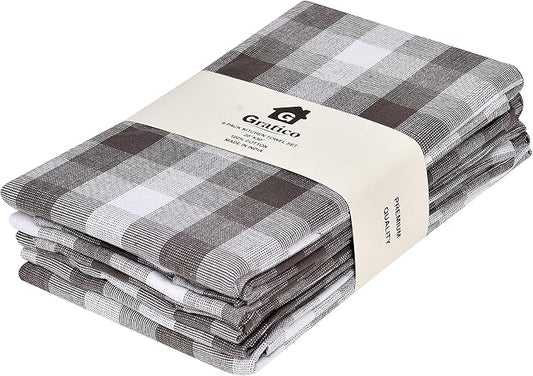 Kitchen Towels Set of 6 Soft Premium Cotton Highly Absorbent Dish Towels 20X30 by Gratico