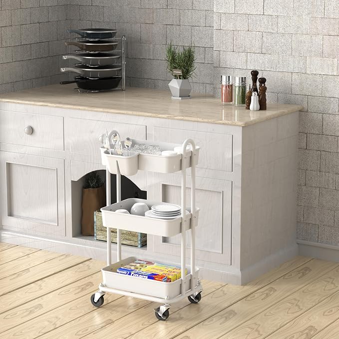 Simple Houseware 3-Tier Multifunctional Rolling Utility Cart - Image 4