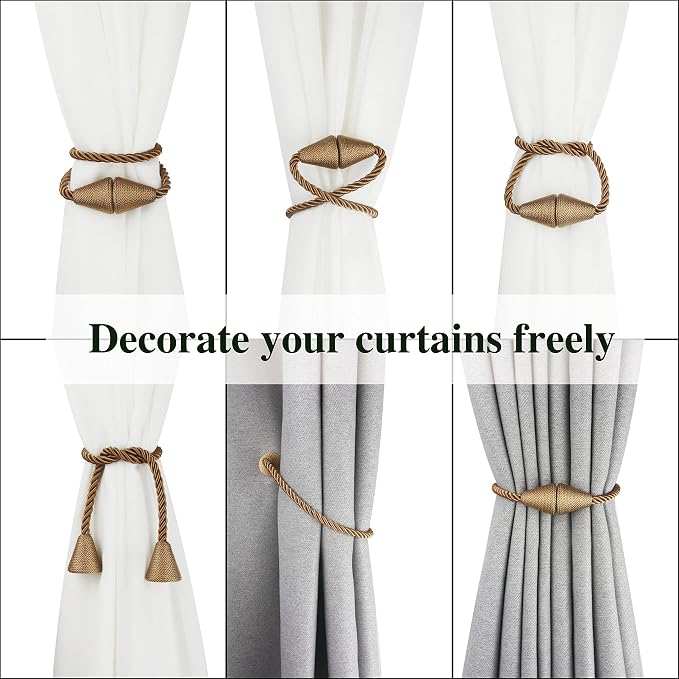 6 Pack Magnetic Curtain Tiebacks Rope Modern Handmade Curtain Tie Backs - Image 5