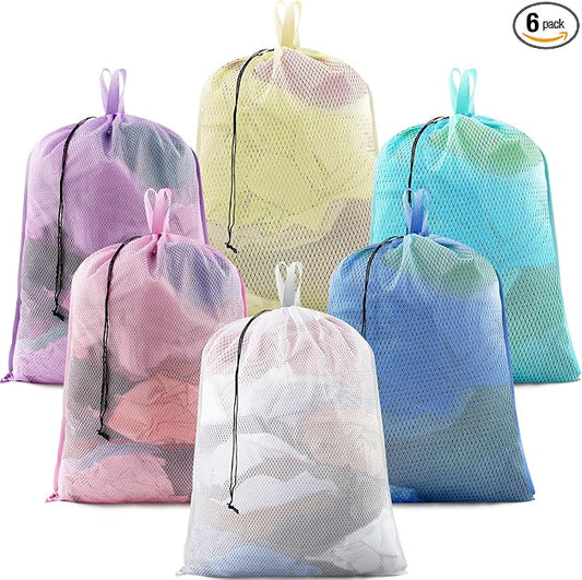 6 Pack 24 x 36 Inches Colorful Mesh Laundry Bag by Wesnoy