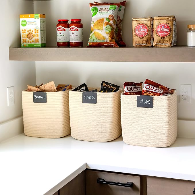 NaturalCozy Storage Cubes 11 Inch Cotton Rope Woven Baskets - Image 5