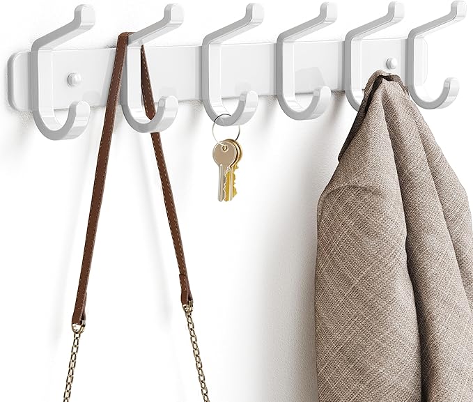 Coat Rack Wall Mounted Heavy-Duty: Metal Coat Hanger 6 Hooks by pickpiff