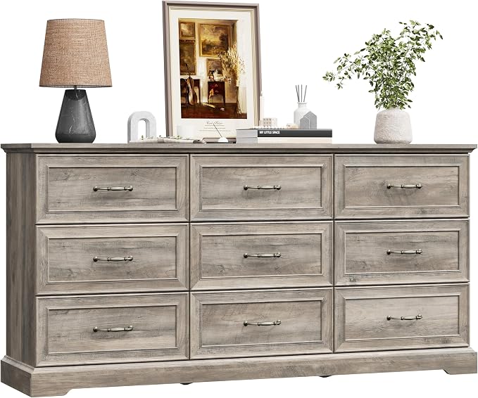 9 Drawer Dresser for Bedroom, Rustic Farmhouse Dresser - Image 7