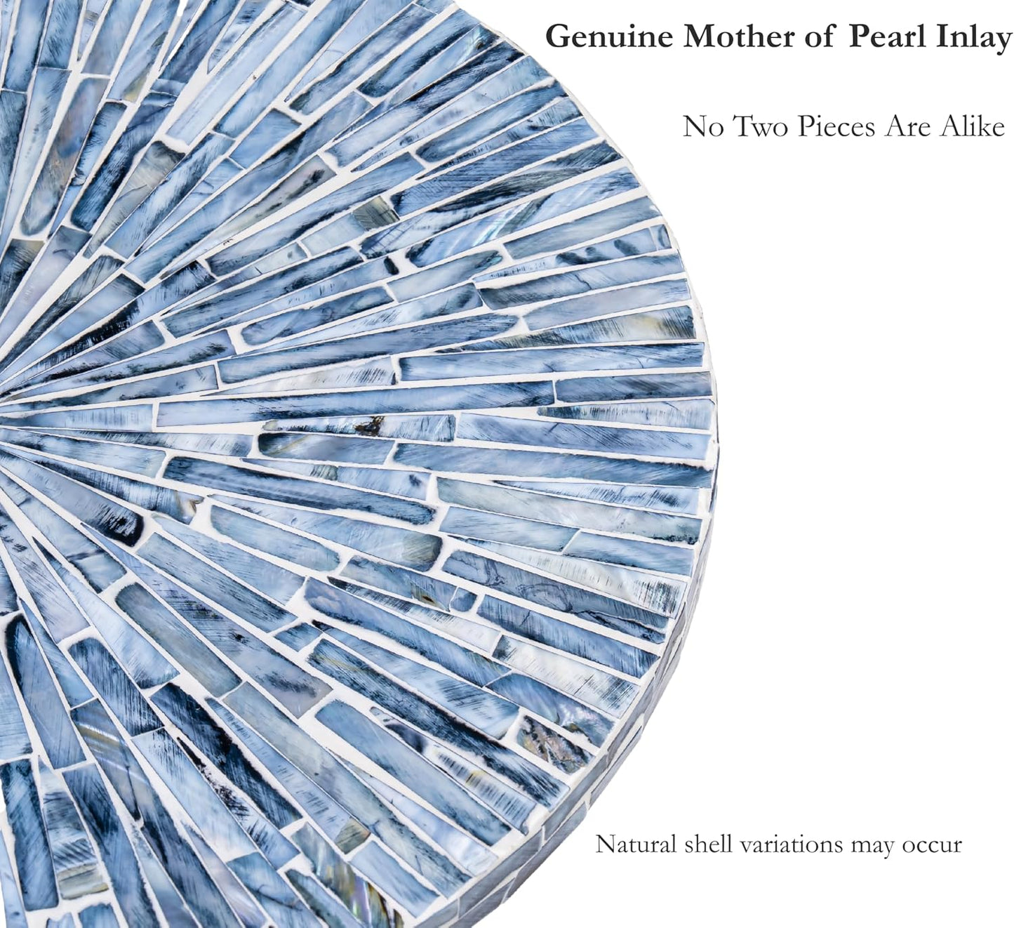 PEMAR 12.6” Handcrafted Mother of Pearl Blue Starburst Lazy Susan – Rotating Centerpiece for Dining Table, Elegant Beach House & Farmhouse Home Décor, Luxury Hostess & Housewarming Gift