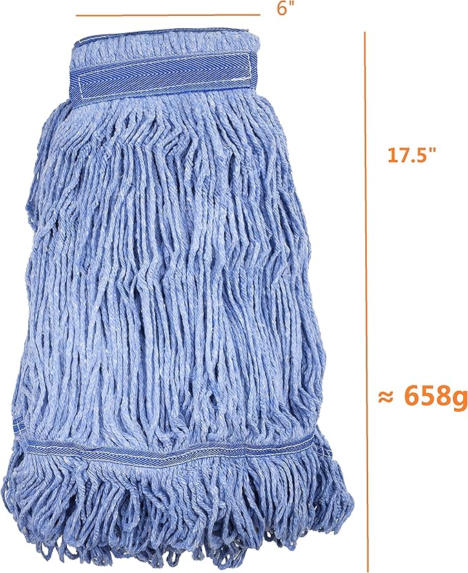Mop Head Replacement Commercial Heavy Duty String Blue Wet Mop Heads - Image 2