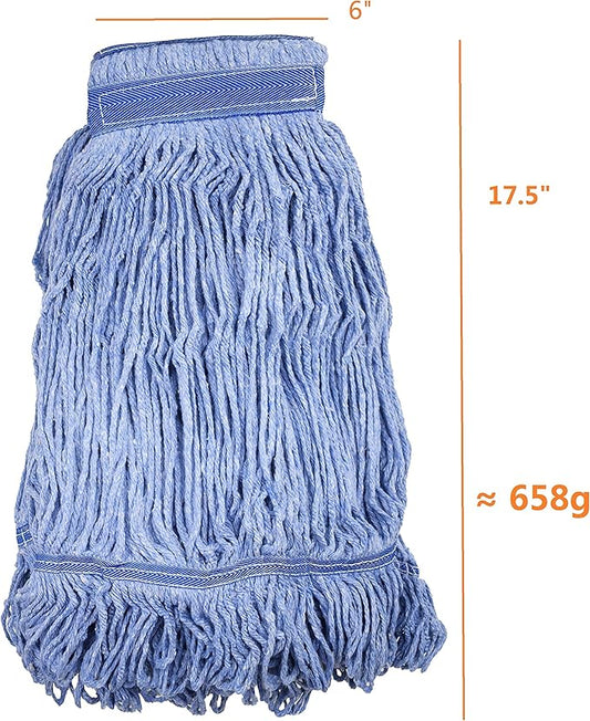 Mop Head Replacement Commercial Heavy Duty String Blue Wet Mop Heads - Image 2