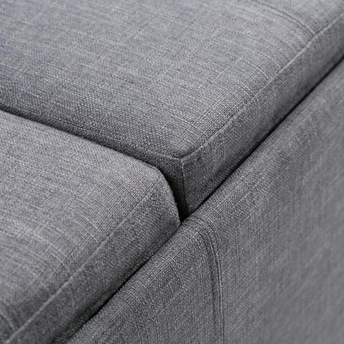 SIMPLIHOME Avalon 42 Inch Wide Contemporary Rectangle Storage Ottoman in Slate