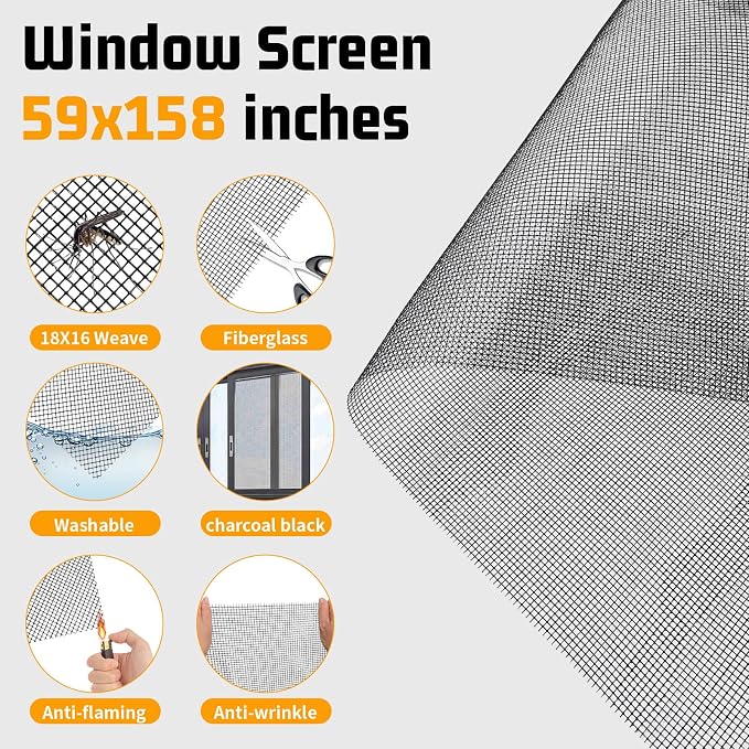 Window Screen Replacement, Screen Door Repair Kit, Including 50 FT - Image 3