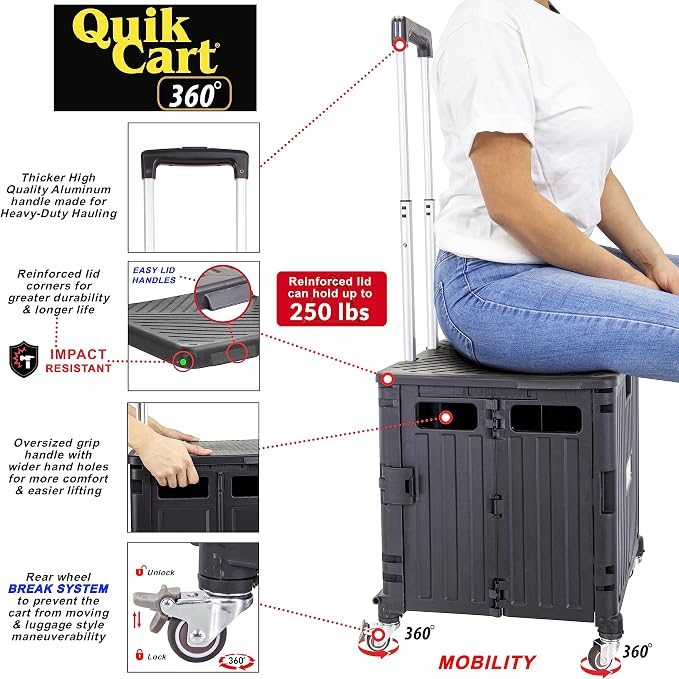 dbest products Quik Cart 360 Four Wheeled Rolling Crate Teacher Utility - Image 2