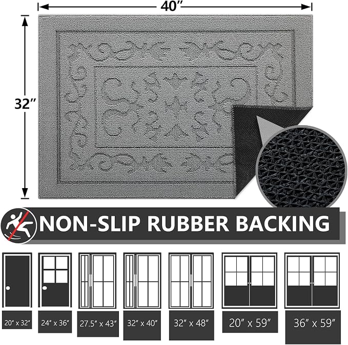 FONEYI Indoor Door Mat 32" x 40", Dirt Trapper Door Mats Non-Slip Entryway Rugs - Image 2