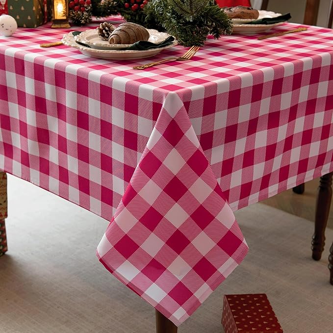 Waterproof Gingham Tablecloth Fabric by Essifunia