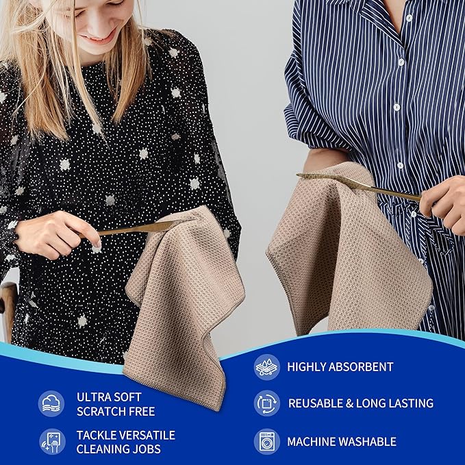 MR.SIGA Waffle Pattern Cleaning Cloths, Reusable Absorbent Microfiber Cleaning - Image 6