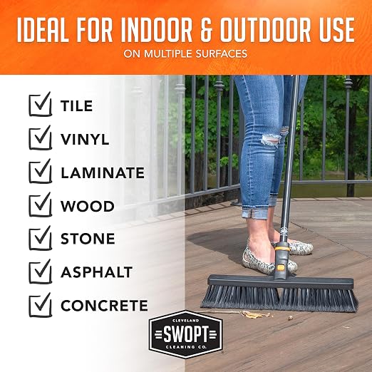 SWOPT Angled Broom Head + Push Broom Head + 17” Steel Dustpan – Multi-Surface - Image 10