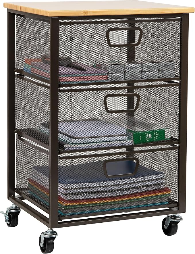 Mind Reader 3-Drawer Rolling Storage Cart, Office Organizer by MindReader