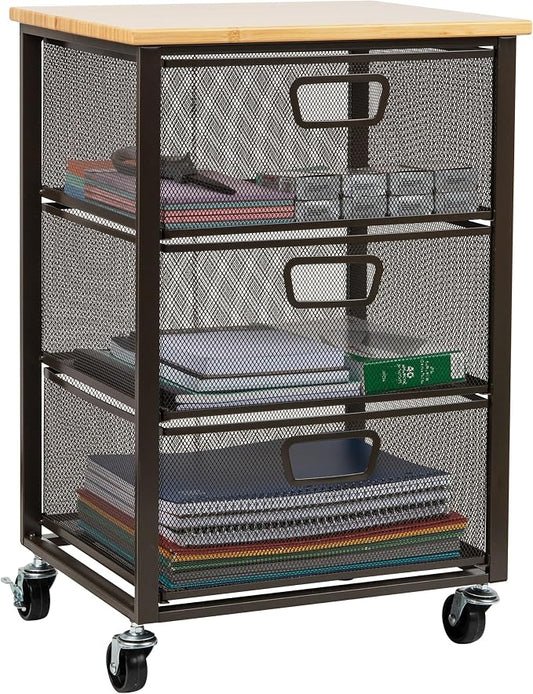 Mind Reader 3-Drawer Rolling Storage Cart, Office Organizer by MindReader