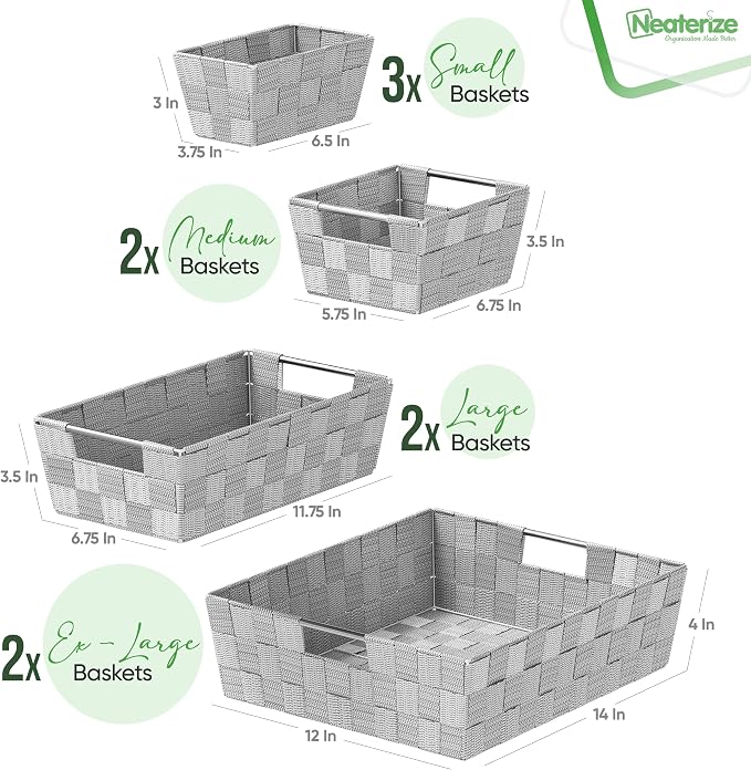 Baskets For Organizing Set Of 9 Grey - Image 2