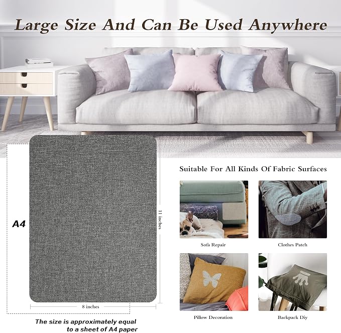 Fine Linen Repair Patches, Self-Adhesive Fabric Patches, 8X11 Inch 2 PCS - Image 4