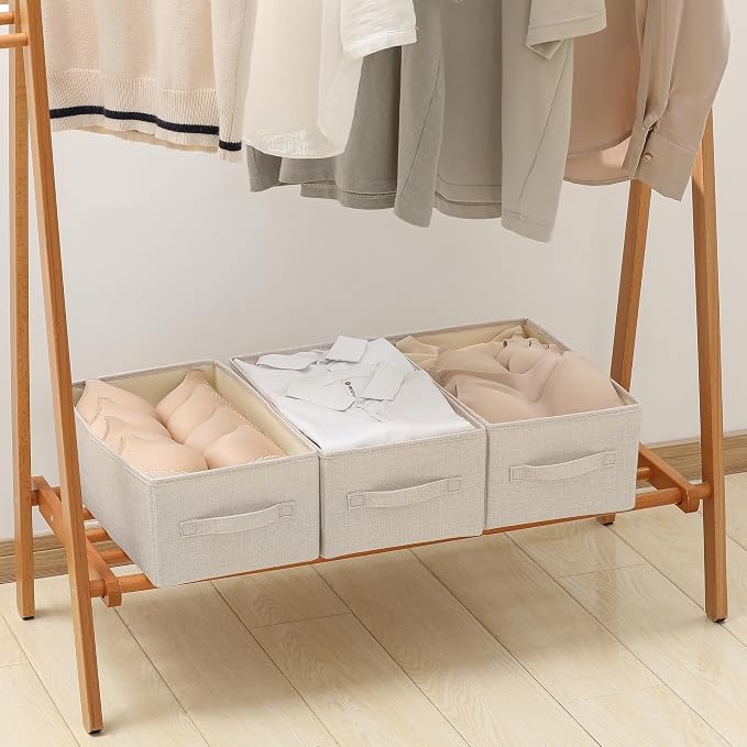 Linen Folding Storage Bins, 3 Pack Large Storage Baskets, Clothing Storage Bins - Image 9