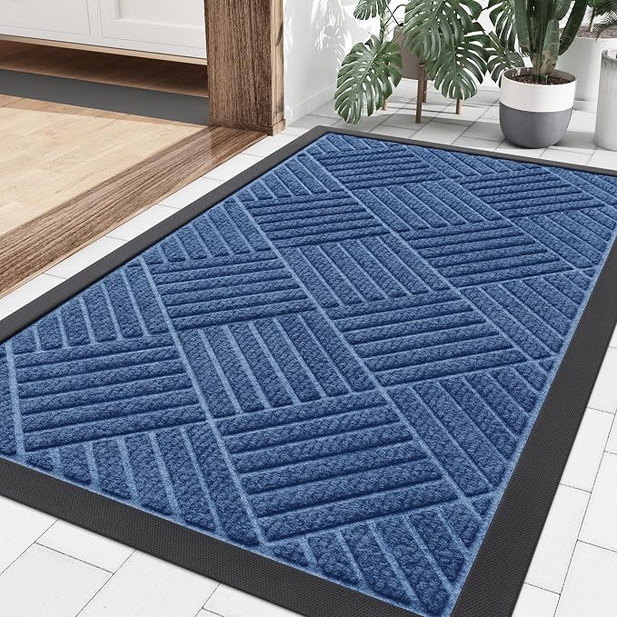 Smiry Front Door Mat Outside Entrance, Heavy Duty Outdoor Indoor Natural Rubber by Smiry