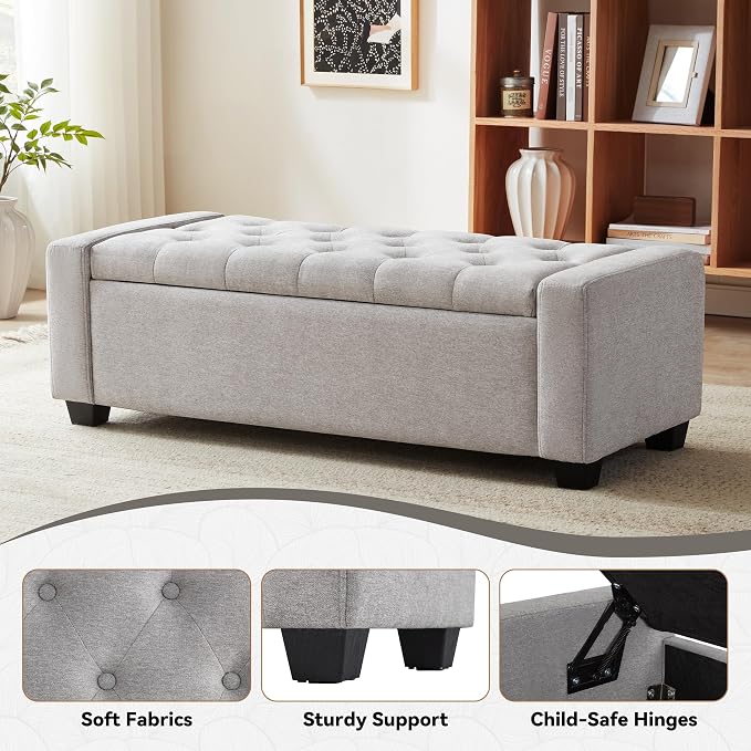 48" Ottoman with Storage, Large Storage Ottoman Bench - Image 5