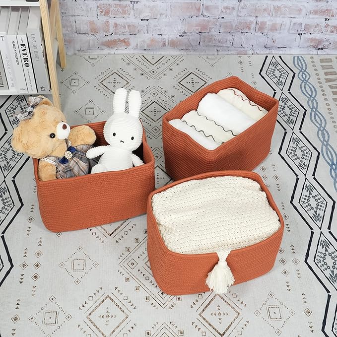 Cotton Rope storage Basket Bins Woven Basket - Image 4
