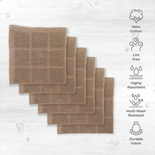 100% Cotton Terry Dish Cloth & Dish Towel, 6 Pack, Super Soft and Absorbent - Image 2