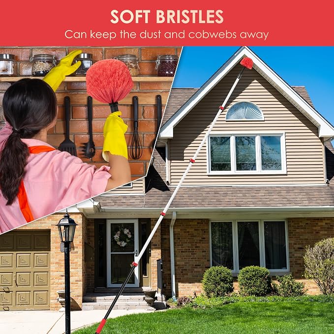 6-24 FT Cobweb Duster with Extension Pole, 30 FT High Reach Spider Web Brush - Image 4