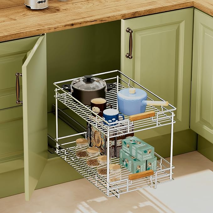 Pull Out Cabinet Organizer, 2 Tier Slide Out Shelves - Image 6