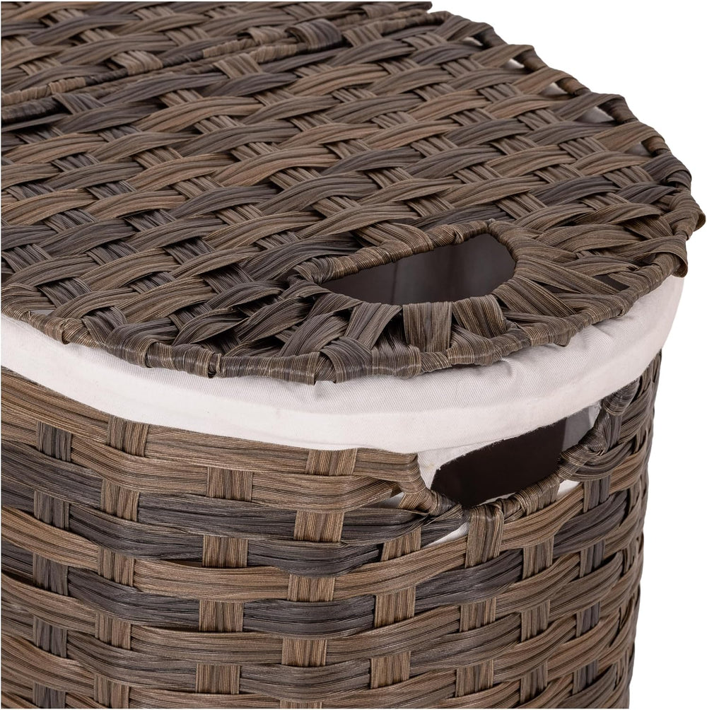 Seville Classics Premium Handwoven Portable Laundry Bin Basket with Carrying ...