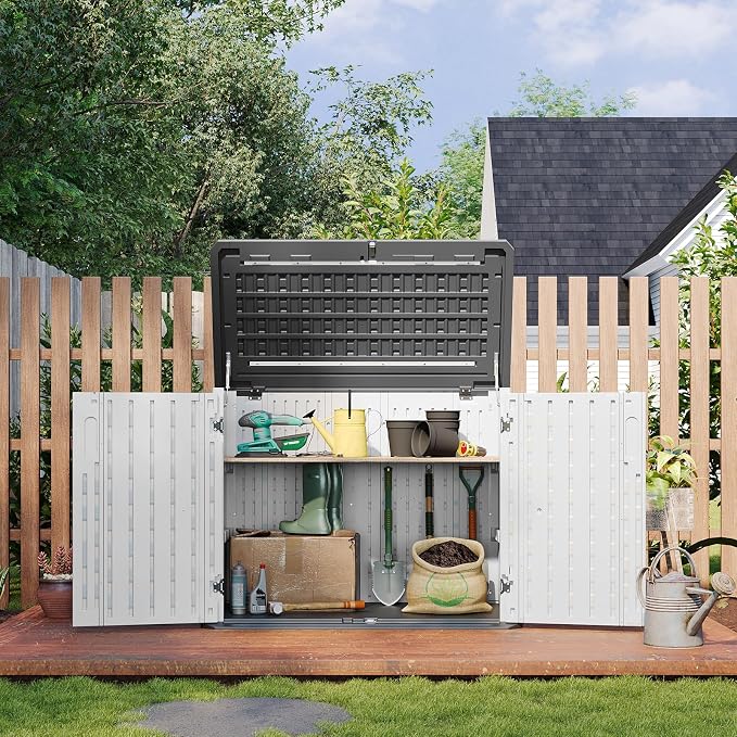 Aoxun Outdoor Storage Cabinet 35 Cu.Ft Outdoor Trash Can Storage Shed - Image 8