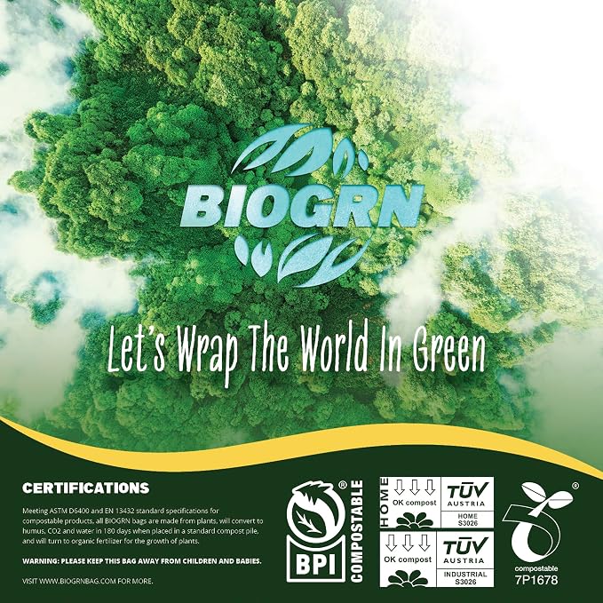 50-55 Gallon Compostable Trash Bags Flat-Top 12 Bags Heavy Duty 1.57 Mil 208.2 - Image 5
