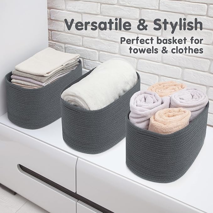 CHAT BLANC Cotton Rope Baskets for Organizing | Storage Baskets for Shelves | - Image 6