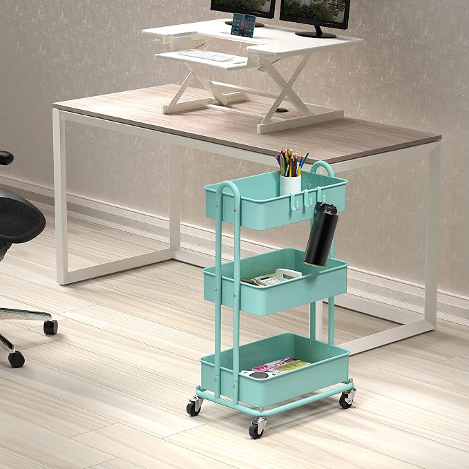 Simple Houseware 3-Tier Heavy Duty Metal Utility Rolling Cart - Image 2