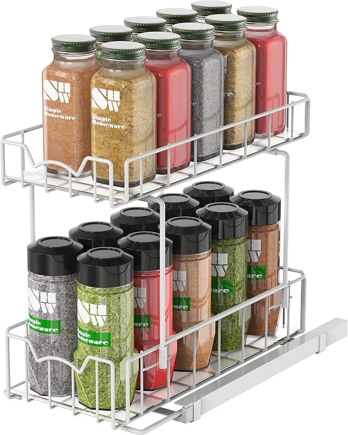 Simple Houseware 2-Tier Spice Rack Slide Out Wire Basket Drawer Organizer by SimpleHouseware