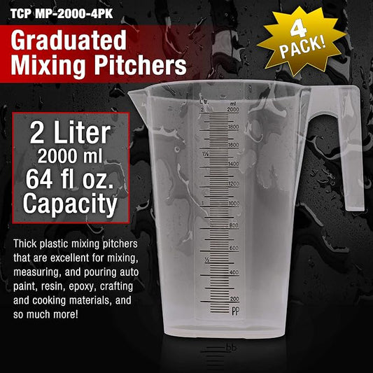 TCP Global 2 Liter Plastic Graduated Measuring and Mixing Pitcher - Image 2