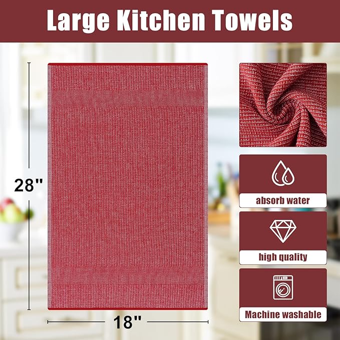 Homaxy Premium Kitchen Towels, Large Cotton Kitchen Hand Towels, Flat and Terry - Image 9