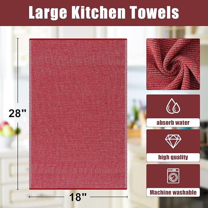 Homaxy Premium Kitchen Towels, Large Cotton Kitchen Hand Towels, Flat and Terry - Image 8