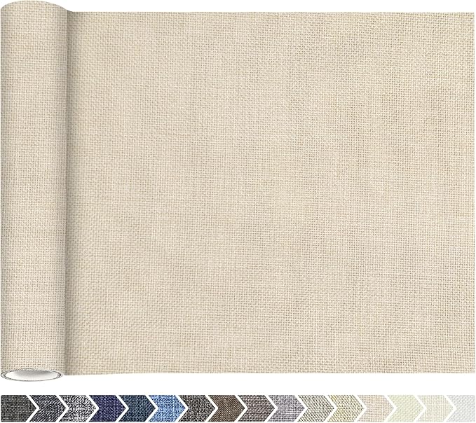 KING MOUNTAIN Coarse Linen Fabric Patches, Self-Adhesive, 12x40 Inch, by ForABetterHomeLife
