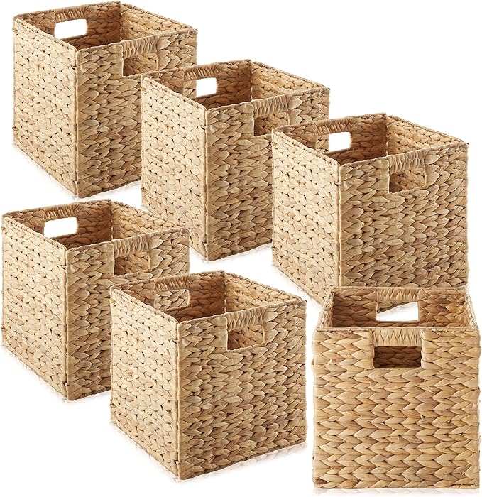Casafield 10.5" x 10.5" Water Hyacinth Storage Baskets, Natural by Casafield