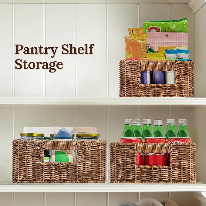 Baskets for Organizing, Undershelf Wicker Storage, Hand Woven Organizer for - Image 4