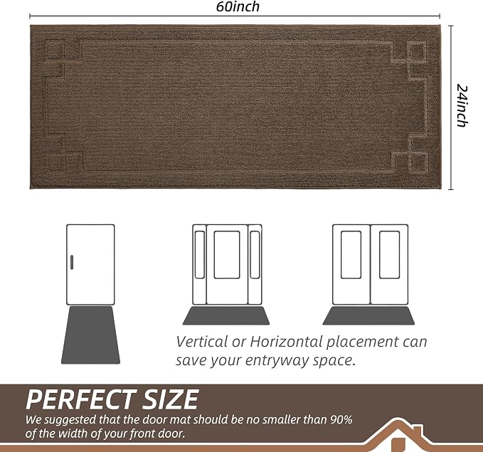 BEQHAUSE Door Mat 24" x 60", Non-Slip Door Mats Indoor Entryway Rugs Washable - Image 2