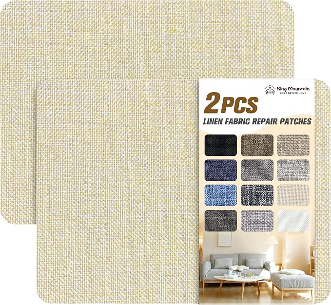 KING MOUNTAIN Coarse Linen Repair Patches, Self-Adhesive Fabric, 8X11 Inch 2 PCS by ForABetterHomeLife