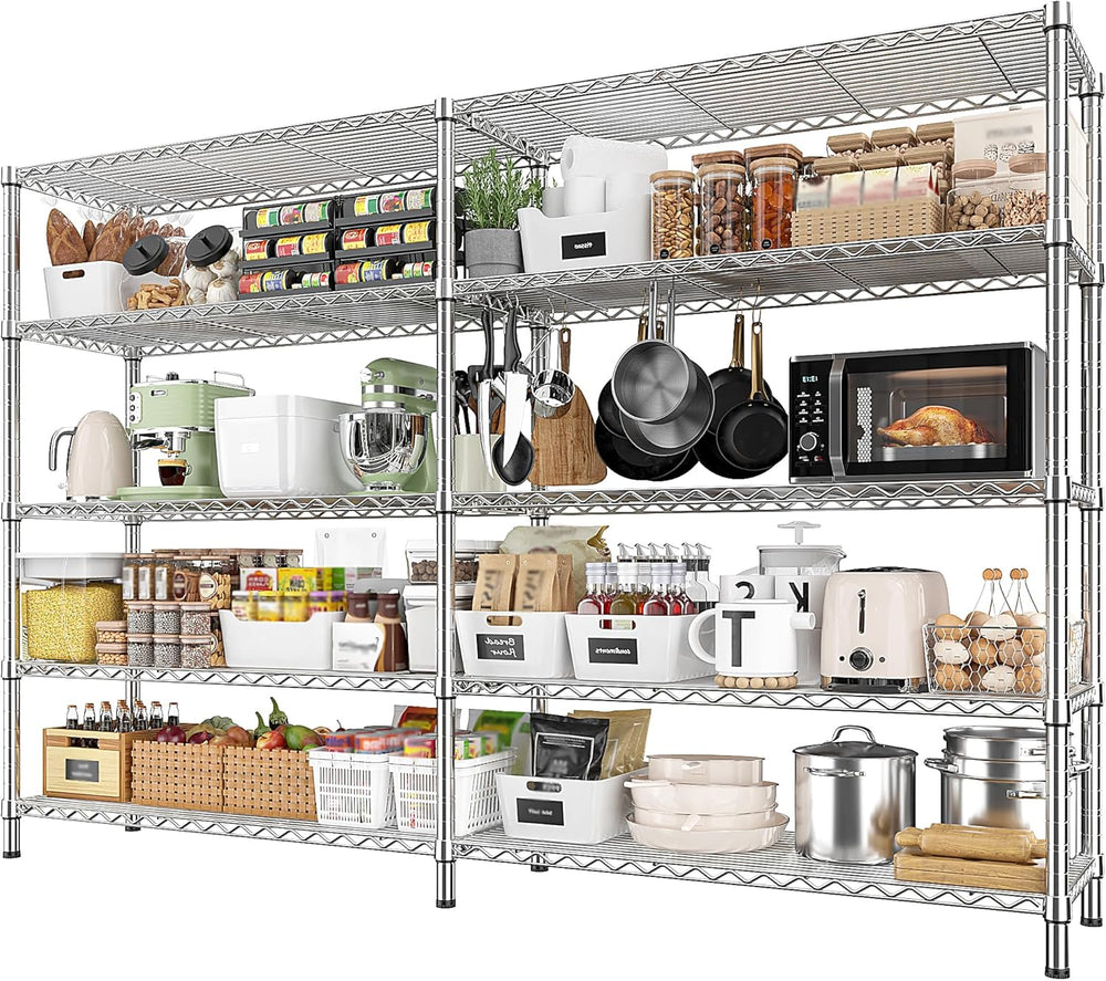 REIBII 69.8" W Storage Shelves 1510LBS Wire Shelving Unit 5 Tier Metal S...
