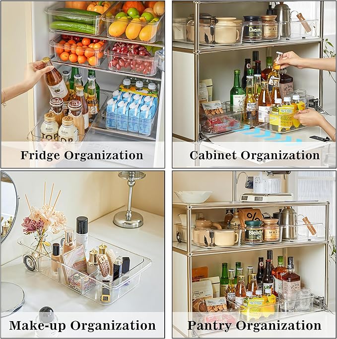MineSign 2Pack Roll Out Fridge Caddy Bins Pull Out Drawer - Image 5
